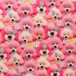 Tecido de Algodão Poodles Rosas Impresso Efeito 3D | Tecidos Lobo