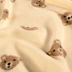 Tecido Fleece Polar dupla face Ursinho fundo bege | Tecidos Lobo