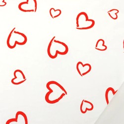Tecido de Algodão Corações Vermelhos Fundo Branco 2 | Tecidos Lobo