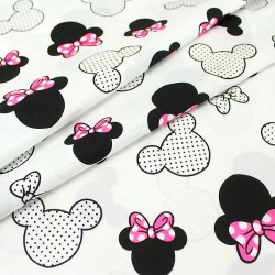 Tecido de Algodão Minnie Mouse Laço fúcsia Cabeça Grande | Tecidos Lobo