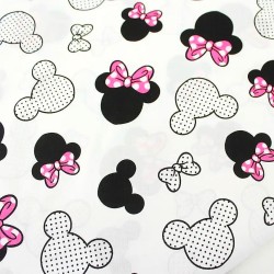 Tecido de Algodão Minnie Mouse Laço fúcsia Cabeça Grande | Tecidos Lobo