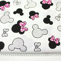 Tecido de Algodão Minnie Mouse Laço fúcsia Cabeça Grande | Tecidos Lobo