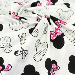 Tecido de Algodão Minnie Mouse Laço fúcsia Cabeça Grande | Tecidos Lobo