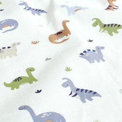 Tecido Jersey Dinossauros Fundo Branco Quebrado | Tecidos Lobo