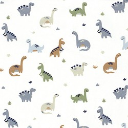 Tecido Jersey Dinossauros Fundo Branco Quebrado | Tecidos Lobo