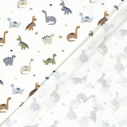 Tecido Jersey Dinossauros Fundo Branco Quebrado | Tecidos Lobo