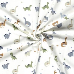 Tecido Jersey Dinossauros Fundo Branco Quebrado | Tecidos Lobo
