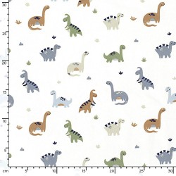 Tecido Jersey Dinossauros Fundo Branco Quebrado | Tecidos Lobo