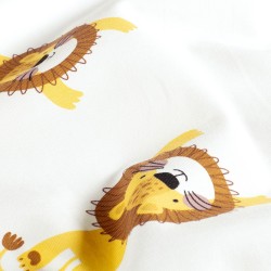 Tecido Jersey Pequenos Leões Fundo Branco Quebrado | Tecidos Lobo
