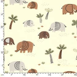 Tecido Jersey Elefante na Savana | Tecidos Lobo