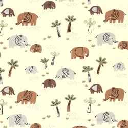 Tecido Jersey Elefante na Savana | Tecidos Lobo