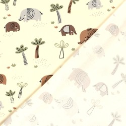 Tecido Jersey Elefante na Savana | Tecidos Lobo