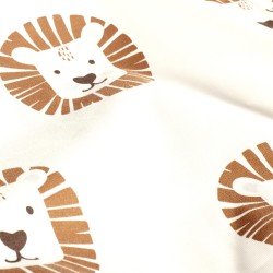 Tecido Jersey Cabeças de Leões Fundo Branco Quebrado | Tecidos Lobo