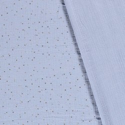 Tecido Dupla Gaze Azul Claro com Poás Dourados | Tecidos Lobo