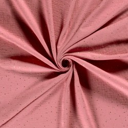 Tecido Dupla Gaze Rosa Antigo com Poás Dourados | Tecidos Lobo