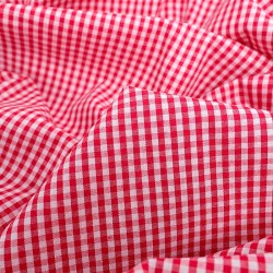 Tecido de AlgodãoVichy Vermelho e Branco Pequenos Quadrados de 3mm | Tecidos Lobo