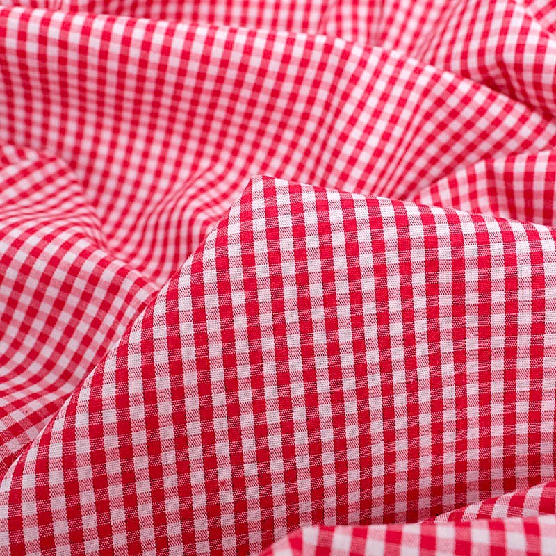 Tecido de AlgodãoVichy Vermelho e Branco Pequenos Quadrados de 3mm | Tecidos Lobo