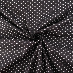 Tecido de Algodão com Bolinhas Brancas de 5 mm Fundo Preto| Tecidos Lobo