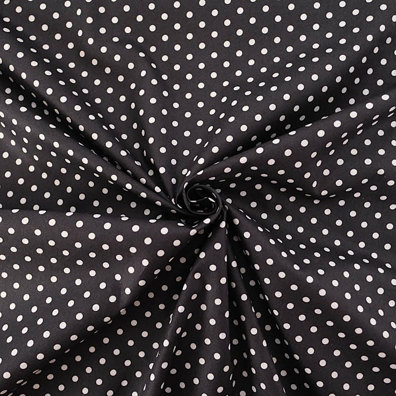 Tecido de Algodão com Bolinhas Brancas de 5 mm Fundo Preto| Tecidos Lobo