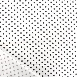 Tecido de Algodão com Bolinhas Pretas de 5 mm Fundo Preto| Tecidos Lobo