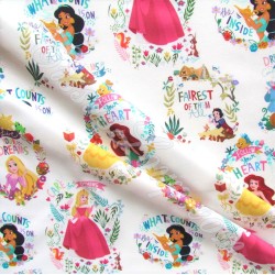 Tecido de Algodão Princesas Disney fundo branco | Tissus Loup