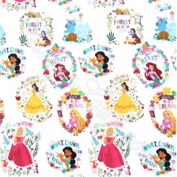 Tecido de Algodão Princesas Disney fundo branco | Tissus Loup