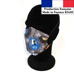 Máscara de proteção Rock n Roll Ro turquesa e design moderno reutilizável AFNOR | Tissus Loup