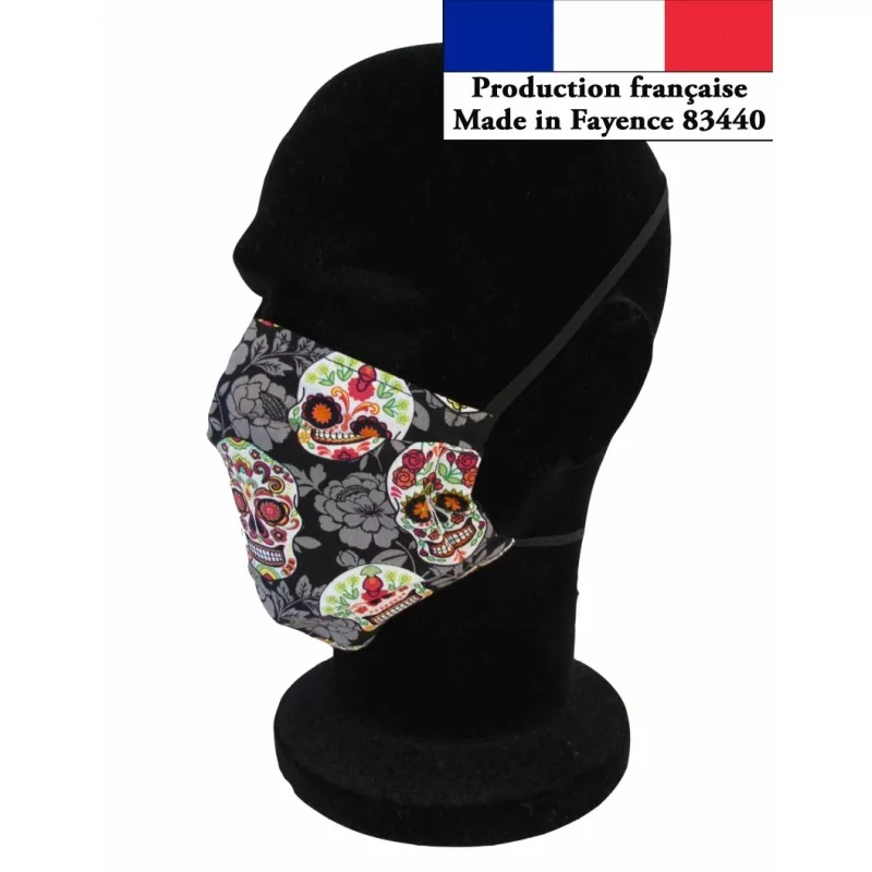 Máscara de proteção Caveira reutilizável AFNOR | Tissus Loup