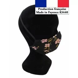 Máscara de proteção Flores design na moda reutilizável AFNOR | Tissus Loup