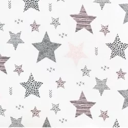 Tecido de Algodão Estrelas Fantasias Rosa e Cinza | Tissus Loup