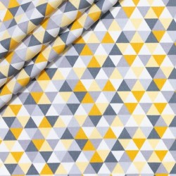 Tecido de Algodão Pirâmides Amarelas e Cinzas | Tissus Loup