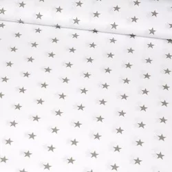 Tecido de Algodão Estrelas Cinzas Fundo Branco | Tecidos Lobo