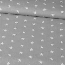 Tecido de Algodão Estrelas Brancas Fundo Cinza | Tissus Loup