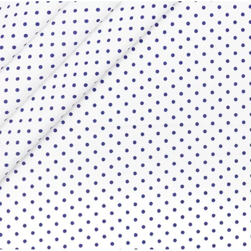 Tecido de Algodão com Poás Azul Marinho 4mm Fundo Branco | Tissus Loup