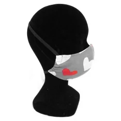 Máscara de proteção de barreira coração branco e vermelho design moderno reutilizável AFNOR | Tissus Loup