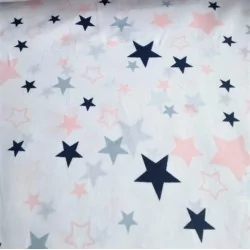 Tecido de Algodão Estrelas Rosa e Azul Marinho | Tissus Loup