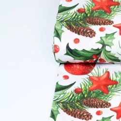Tecido de Algodão Bolas de Natal e Pinhas | Tissus Loup