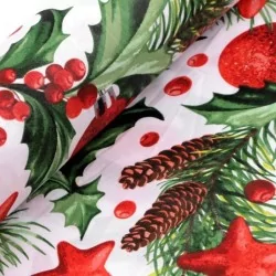 Tecido de Algodão Bolas de Natal e Pinhas | Tissus Loup
