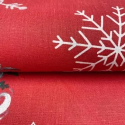 Tecido Duendes de Natal Fundo Vermelho | Tissus Loup