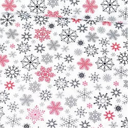 Tecido de Algodão Flocos de Neve Vermelho e Cinza | Tissus Loup
