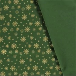Tecido de Algodão Flocos de Neve Dourados Fundo Verde | Tissus Loup