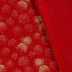 Tecido de Algodão com bolas de Natal douradas Fundo Vermelho | Tissus Loup