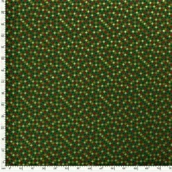 Tecido de Algodão Estrelas Douradas de Natal Fundo Verde | Tissus Loup