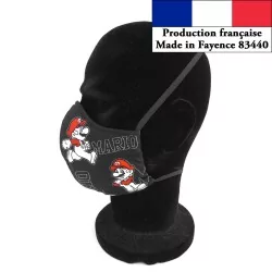 Máscara de proteção barreira Mario Luigi design na moda reutilizável AFNOR | Tissus Loup