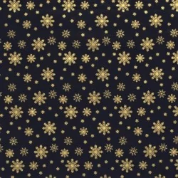 Tecido de Algodão Flocos de Neve Dourados Fundo Azul Marinho | Tissus Loup