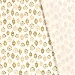 Tecido de Algodão com bolas de Natal douradas Decoração Fundo branco | Tissus Loup
