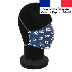 Máscara de proteção de barreira com motivo de serpente design moderno reutilizável AFNOR feito em Fayence | Tissus Loup