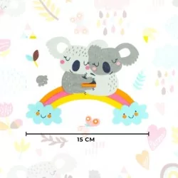 Tecido de Algodão Koala sobre Arco-Íris Fundo Branco | Tissus Loup
