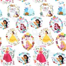 Tecido de Algodão Princesas Disney fundo branco | Tissus Loup