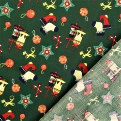 Tecido de Algodão Decoração de Natal fundo verde | Tissus Loup